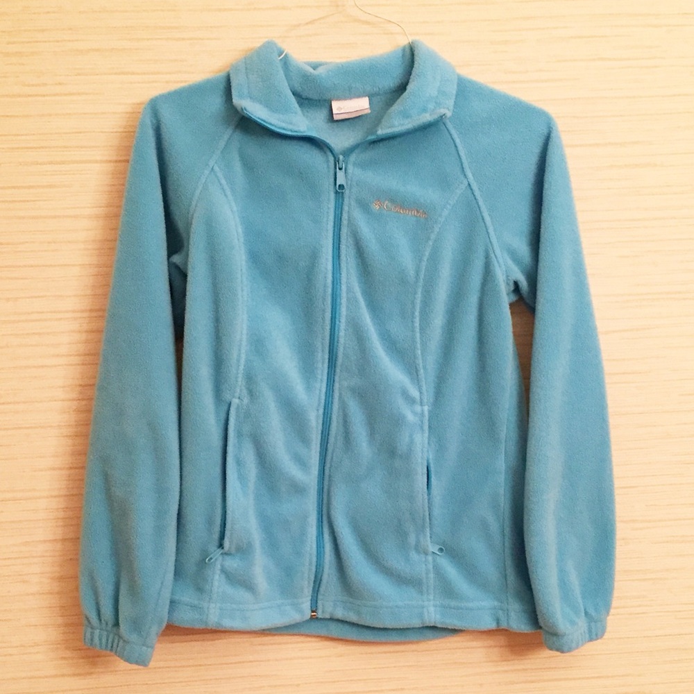 Columbia bright robins egg blue zip up fleece
